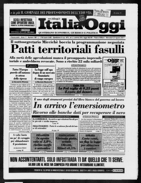 Italia oggi : quotidiano di economia finanza e politica